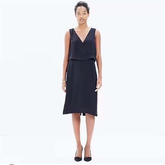 Madewell EUC Luminous Overlay Black Midi Dress Size 10 - Picture 1 of 10